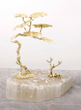 现奢迎W0226客代松天石底座摆件客厅高档卧室然玄关家居软轻装装