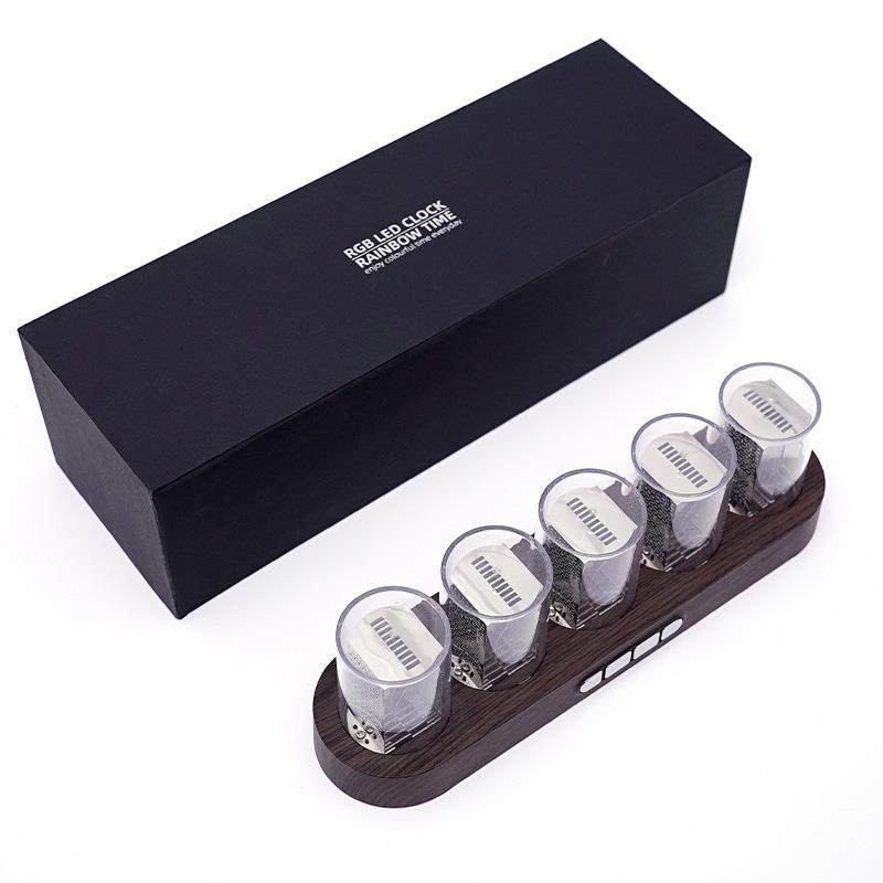拟辉光管时钟RGB七彩夜灯复古朋克机械风电子时钟辉光管桌面摆件,淘宝优惠券,粉丝福利购,淘宝优惠卷