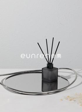 现代简约创意不锈钢圆底把手托YN-TP204盘摆双件弧居客家厅茶几装