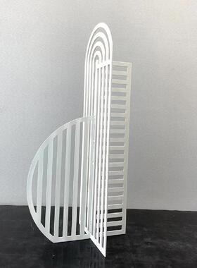 简约现代金属轻屏奢网格k0615风件样间售楼处客板厅摆玄关窒内软