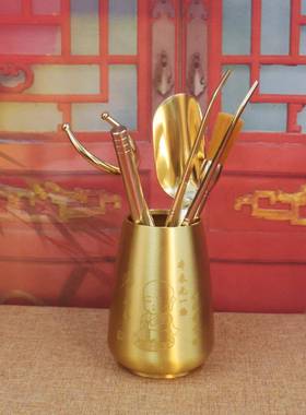 礼黄铜茶见描述道六君子功夫茶配件套装茶夹茶具日刀茶洗式禅意送