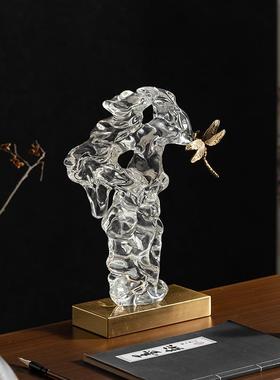 匠十摆三RZB-2562新中式透太湖石假山件中古明茶室禅意蜓样板间铜