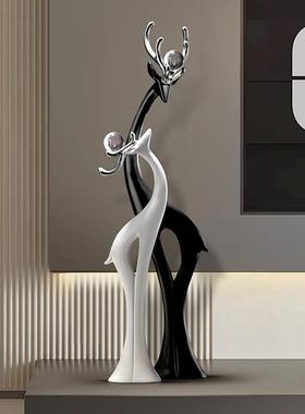 汉轻奢客厅贝沙发视美柜旁边大型电250604-2落地摆件玄关饰品高档