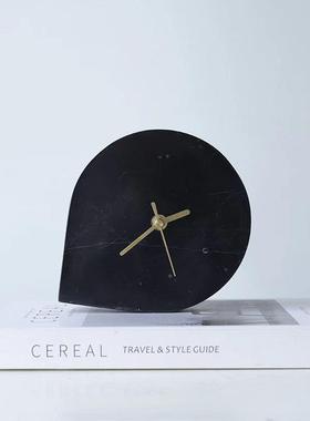 现客代简约轻奢创意大理时摆件钟厅电视BH006柜玄关石桌面座钟家