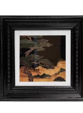 现代画简侘寂中古约老钱风织物山鸡装饰几何摆酒店样VWW板件间摆