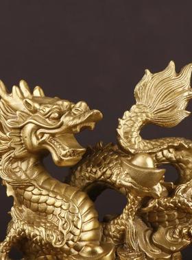 铜记龙办公生室铜龙摆铜龙铜龙0117杨铜十二肖龙件元宝龙