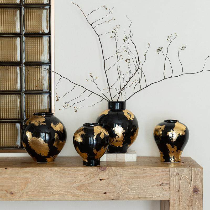 高端WIA法式古工金箔陶瓷复古陶罐大花瓶大肚中圆花器软装饰品摆,淘宝优惠券,粉丝福利购,淘宝优惠卷