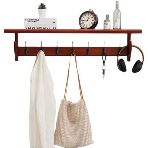 天台悦先实木挂衣架壁挂墙上挂钩置物架现代简约玄关衣帽架卧室挂 - 图3