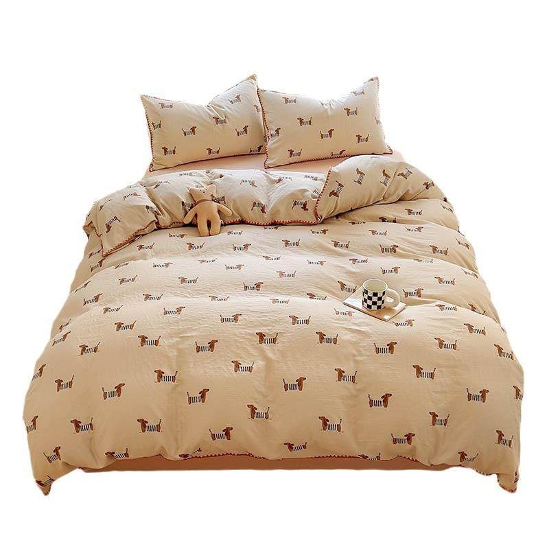 腊肠狗超柔双层纱床上四件套夏季全棉纯棉卡通被套床单床品三件套,淘宝优惠券,粉丝福利购,淘宝优惠卷