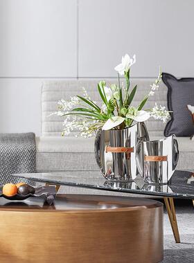 大高级感轻奢样板间冰花桶器插花器托盘摆HLQ件酒店堂厅客玄关饰