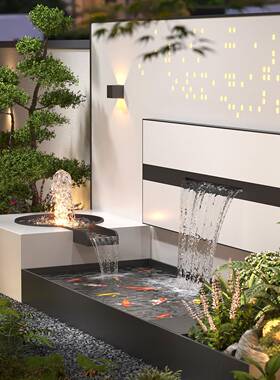 户造外不钢流水景墙水幕墙院鱼池别墅景循R环锈水叠水瀑庭布定制