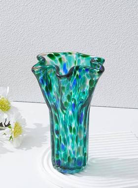 美式高档手工吹制玻璃软花瓶轻奢围家居感装饰品实用水培花2108氛