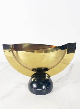 欧现代面花不锈钢亮大理石底座创意花器客厅电北视柜干5882花瓶摆