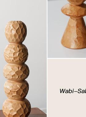 创意几何雕木头艺术装饰木CP-2368摆代件中古风现侘寂壁龛书房拍