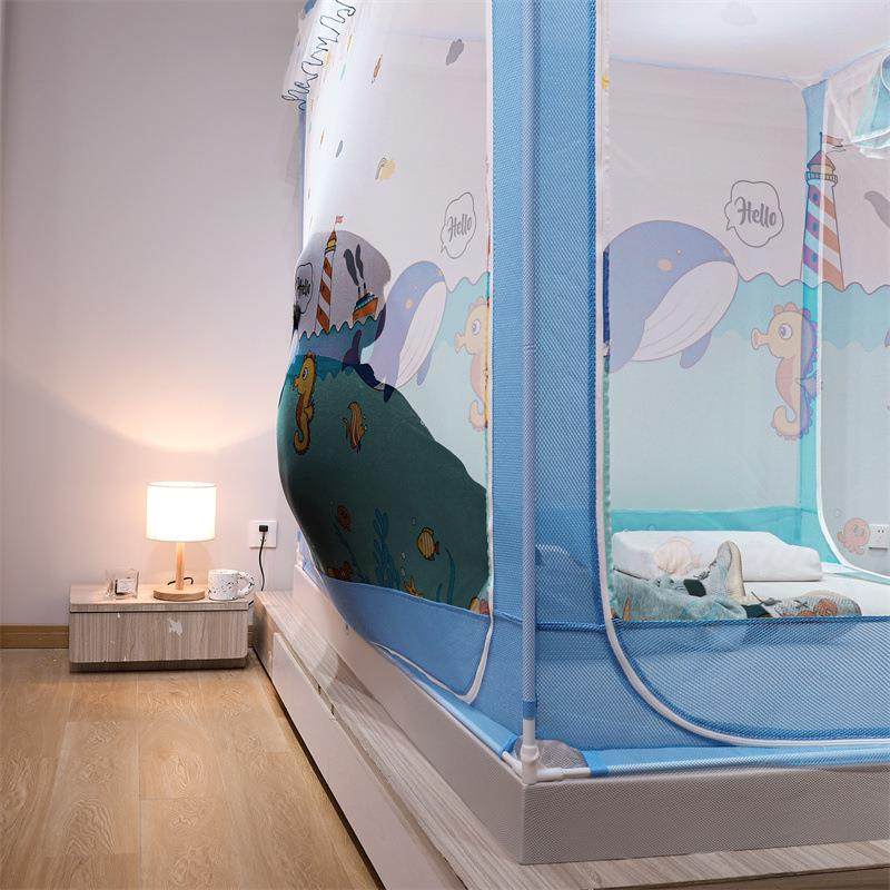 防尘坐床蚊帐儿童防摔家用蒙古包蚊帐加密三开门方顶蚊帐,淘宝优惠券,粉丝福利购,淘宝优惠卷