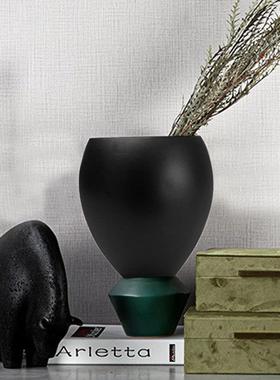 轻奢现代艺术几何宽口花瓶摆客厅房样板房软书酒店桌面装TFV饰品