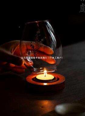 玻璃台日式创意摆件蜡烛浪AL854486漫烛桌家用禅意复古薰防风台香