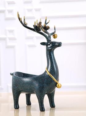 树脂创意家钥鞋柜匙桌面居收盒欧式摆件客C0117厅茶几玄纳关麋鹿