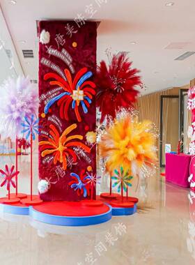 圣诞节烟圣诞包柱子装饰饰商场橱花窗店ZGP氛铺装美陈布置围感摆
