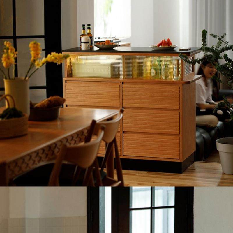 北欧实木玄关吧台柜家用小户型岩板隔断岛台餐厅简约收纳餐边柜,淘宝优惠券,粉丝福利购,淘宝优惠卷