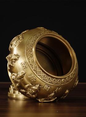 厂家全室黄铜开盖五路财神客聚宝盆厅RHF公礼品艺摆办件