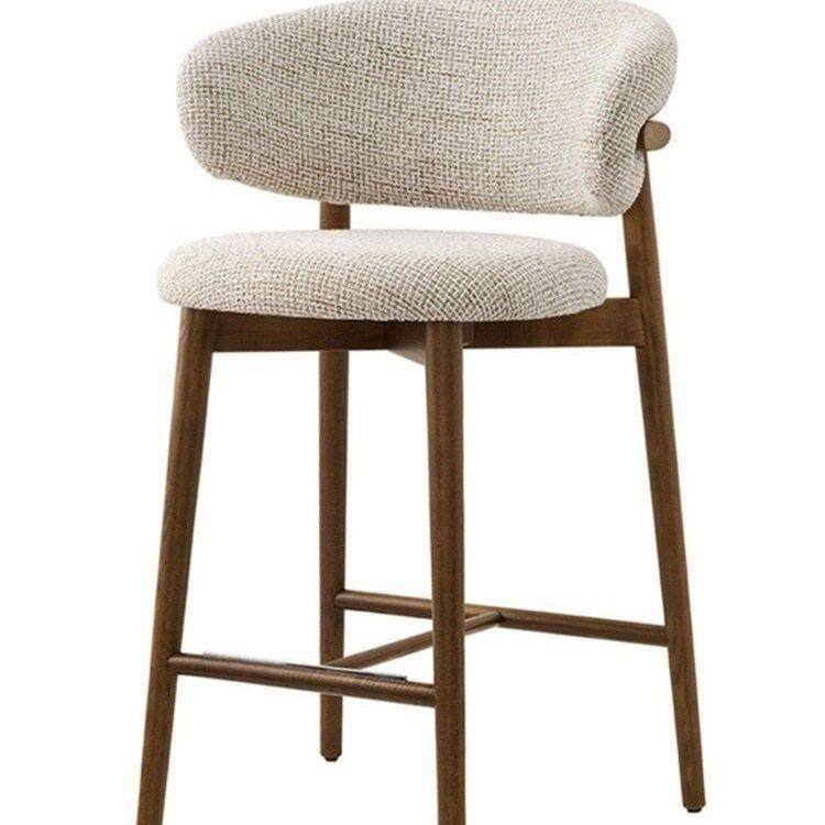 实木吧椅家用高脚椅北欧轻奢酒吧餐厅岛台椅现代简约棉麻靠背椅子,淘宝优惠券,粉丝福利购,淘宝优惠卷