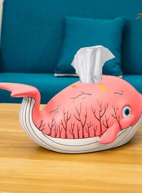 创意房鲸鱼厅卧室餐厅纸巾盒家用桌面可爱卡通童儿装客饰摆件IFR