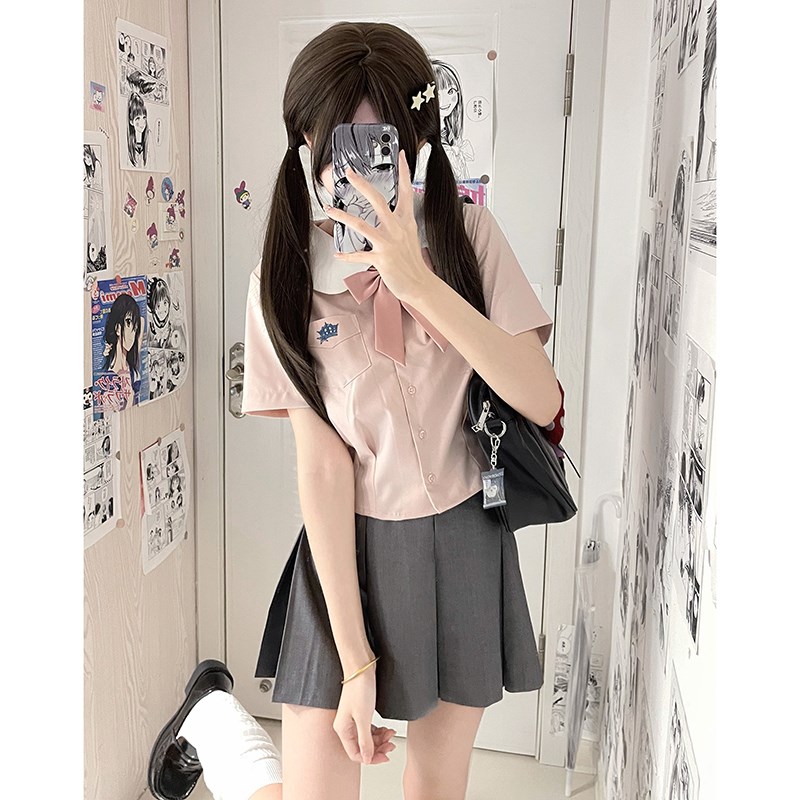 初恋亿次水手服收腰制服短袖蓝色衬衫女上衣夏小个子东京岁时记JK - 图2