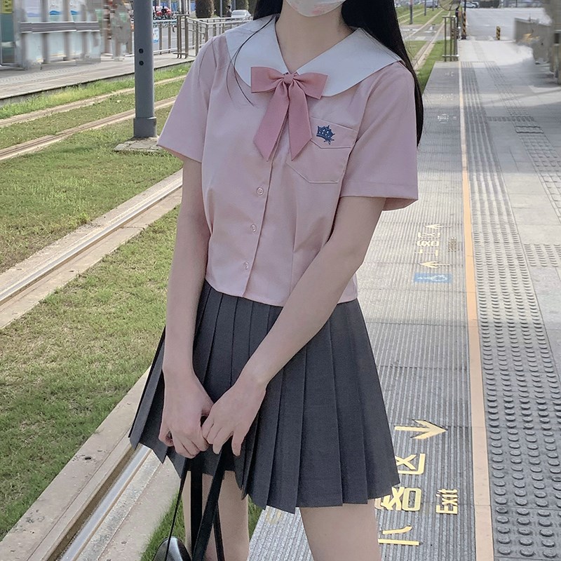 初恋亿次水手服收腰制服短袖蓝色衬衫女上衣夏小个子东京岁时记JK - 图1