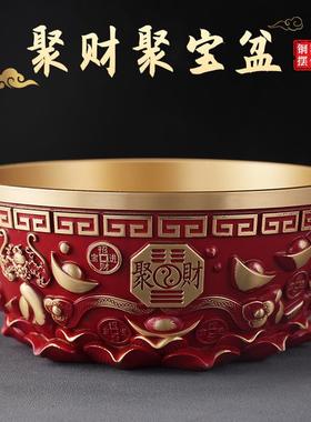 全XIA铜聚宝铜盆件家用装客厅饰招财聚财大号米缸铜盆工摆艺品存