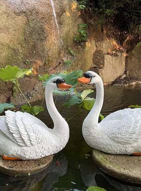 外动花园树脂户物模仿真天鹅摆件别墅庭院假1923-192山鱼池喷型水