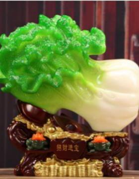 招财金玉白菜工艺品摆视件厅玄关电酒柜YIJ客办公蟾室书房书柜装