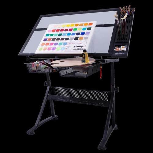 蒙玛特可升降玻璃绘画桌简易学习桌电脑桌学生写字桌素描绘图桌 - 图1