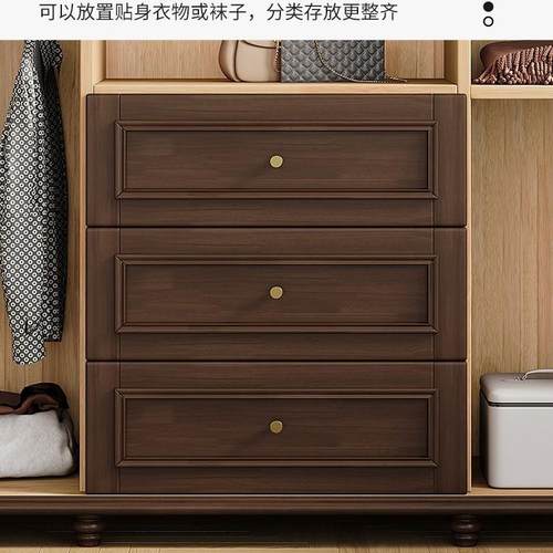 美式复古实木平开门衣柜家用卧室4门5门6门大衣橱成品柜子收纳柜 - 图2