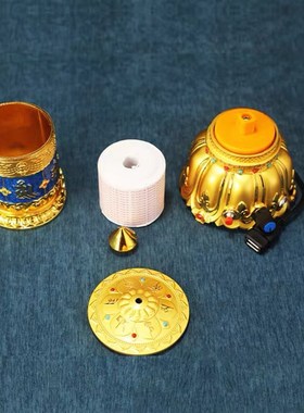 精美吉多宝电动转轮莲师文殊地藏观音插电转金桶筒家用供奉摆件