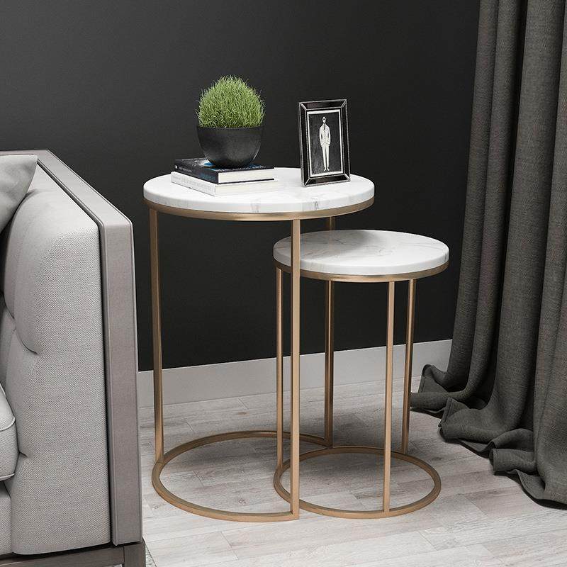 北欧日式边桌创意圆形小茶几大理石沙发边几床头桌时尚角几边柜,淘宝优惠券,粉丝福利购,淘宝优惠卷