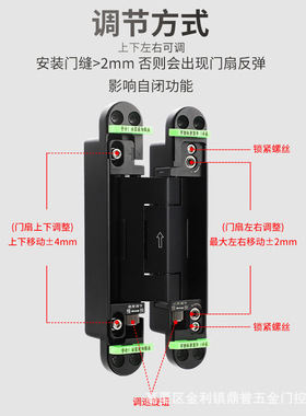 隐形门合页液压缓冲阻尼十字铰链可90度定位暗门木门静音自关柜门