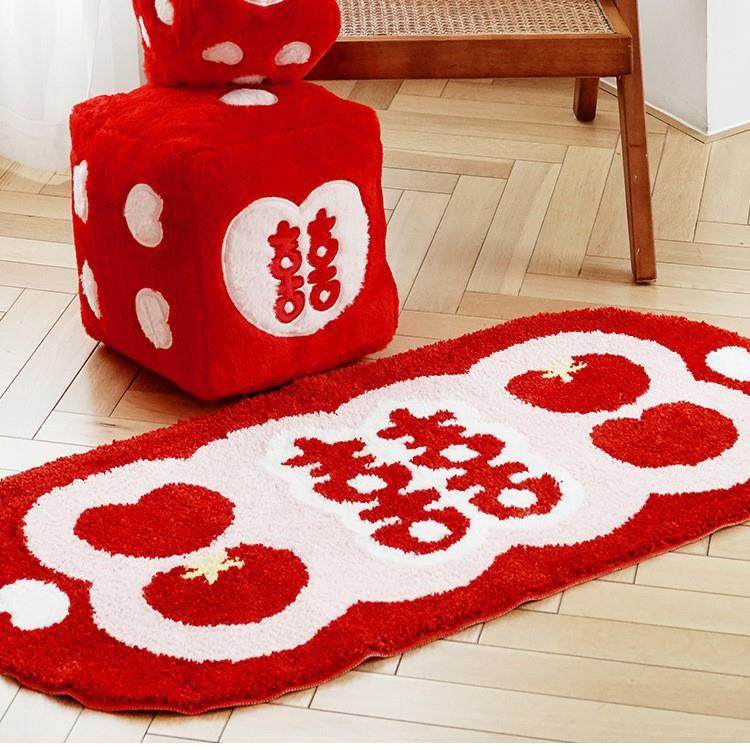 红地毯结婚用装饰爱心喜字脚垫卧室地毯防滑垫加厚吸水植绒地毯,淘宝优惠券,粉丝福利购,淘宝优惠卷