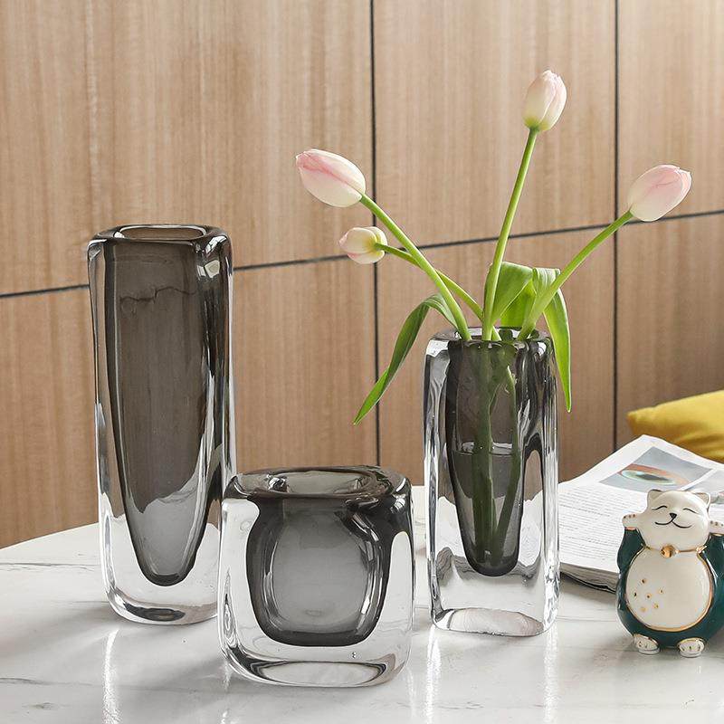 北欧轻奢创意简约网红玻璃花瓶玻璃摆件透明客厅插花花瓶高级感,淘宝优惠券,粉丝福利购,淘宝优惠卷