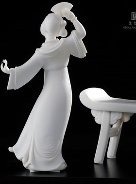香扇 德化白瓷古典仕女地主人物设宴宴请酒柜客厅工艺礼品摆件