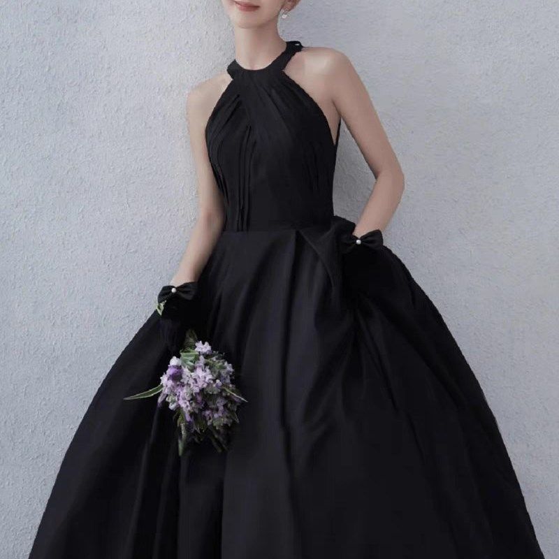 影楼婚纱挂脖包邮复古韩式摄影主题拍照服装旅拍白色简约优雅礼服,淘宝优惠券,粉丝福利购,淘宝优惠卷