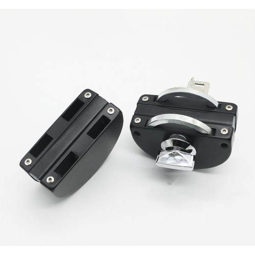 钢化玻璃商铺推拉门锁免开孔U型锁单门双门无框玻璃地锁插销 - 图0