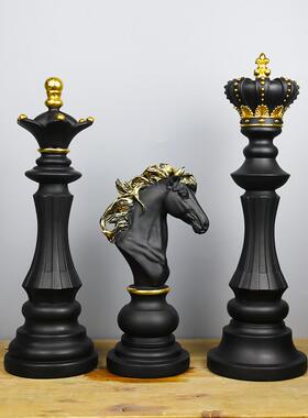 象棋摆件国王王后战马棋具装饰摆设家居客厅书房软装饰品