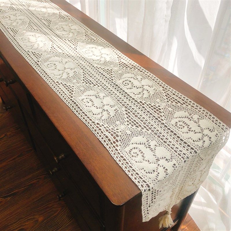 美式乡村纯棉蕾丝钩针茶几餐桌斗柜鞋柜桌旗桌布盖巾文艺森系拍摄,淘宝优惠券,粉丝福利购,淘宝优惠卷