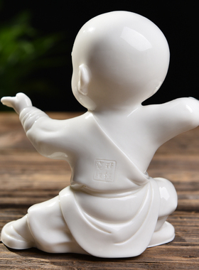 东方泥土功夫小子人物摆件德化白瓷雕塑艺术品创意客厅隔断装饰品