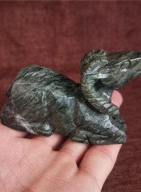 天然墨绿色南玉碧玉石12十二生肖蛇属相小动物汽车摆件全套手把件