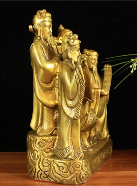 纯铜五路财神摆件文财神聚宝盆财神佛像工艺品家居摆设桌面工艺品