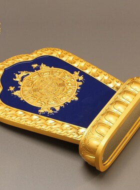 桌面十相自在摆件藏式九宫八卦牌车载家居装饰合金彩绘民族摆件