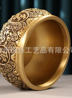 全黄铜金钱元宝聚装宝盆件厅招财聚财铜客厅客OJO艺术品门厅收纳