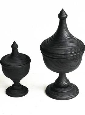 居厂家销售手工制作木品质碳化杯黑色COF金造型家民宿样板间装饰